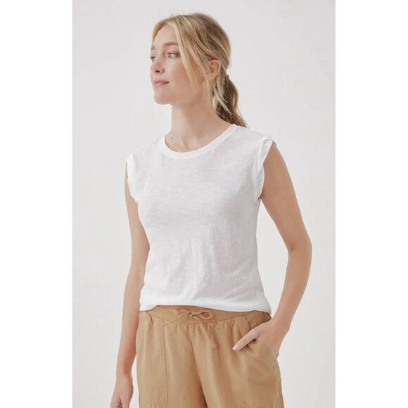 Pact Women's Cotton Featherweight Slub Muscle Tee In White Size Large - Picture 1 of 10